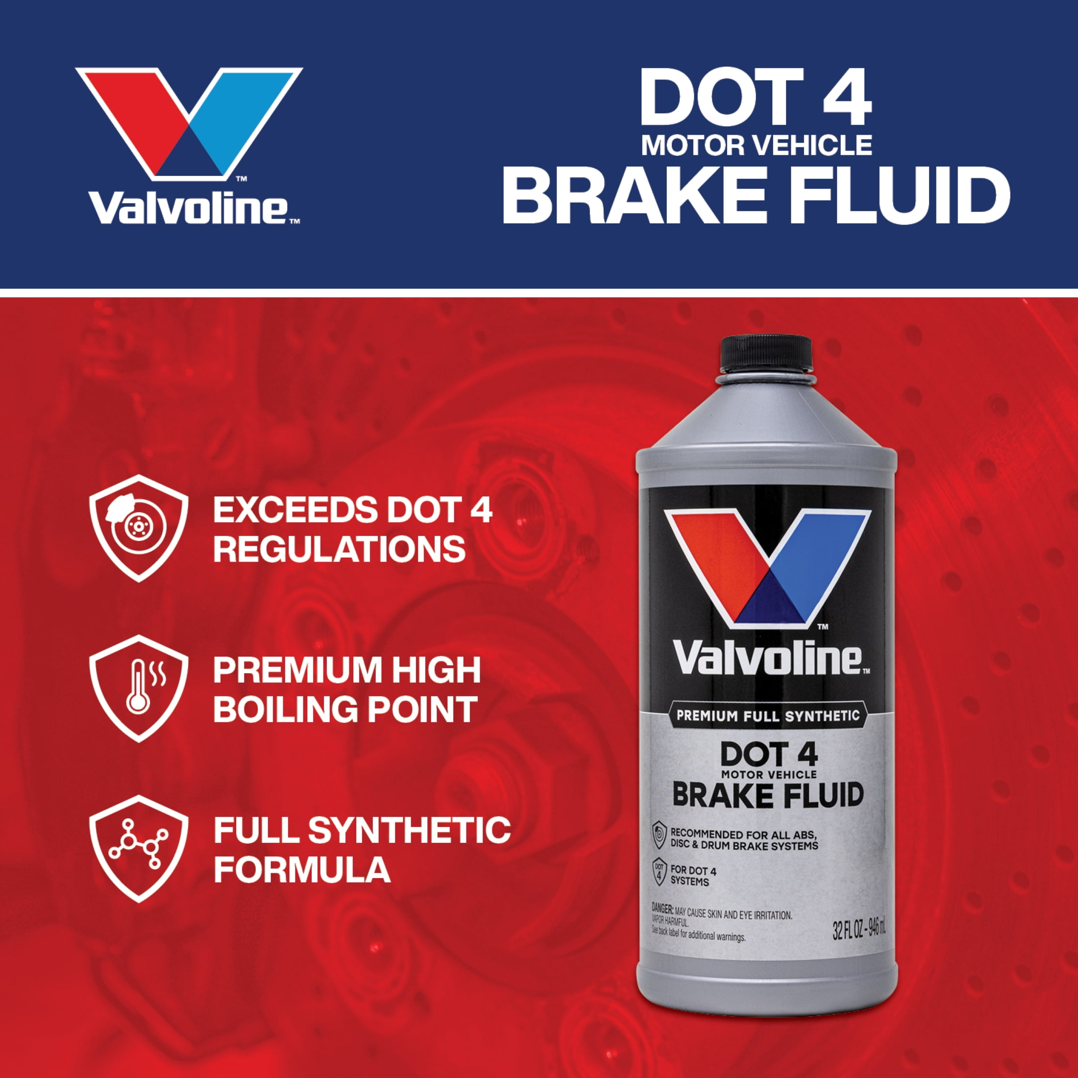 Valvoline Superior Performance DOT 4 Full Synthetic Brake Fluid 32 Fl oz