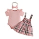 thumbnail image 1 of Ropa de Verano de Niña de Bebé Color Sólido Manga Corta Manga Volante Pit Bar Ha Yi + Vestido de Arco + Cinta de Pelo Set de Tres Piezas para el Uso Casual, la Fotografía Y las Fiestas, 1 of 8