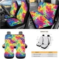 thumbnail image 3 of Yuyamidu 15 Piece Car Seat Cover Full Set Tie Dye Steering Wheel Cover Seat Belt Strap Pads Garbage Organizer Car Air Vent Pocket Organizer Rearview Mirror Cover Coasters Keychain Wristlet, 3 of 7