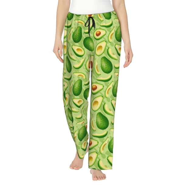 Fotbe Green Avocado Pantalones de Pijama para Mujer, Pantalones de Dormir, Pantalones Pj con Cordón y Bolsillos-Medium
