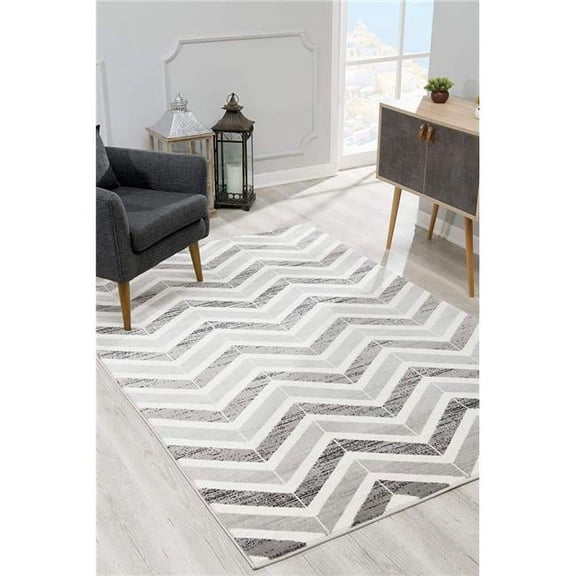 8 x 11 ft. Gray Distressed Chevron Area Rug - Gray - 8' x 11'