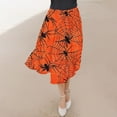 thumbnail image 6 of WFJCJPAF 2024 New Halloween Clearance! Skirt for Women Clearance under $10.00,Women's Casual Flowers Printed A-line Elastic Waist Skirt - Orange M, 6 of 6