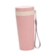 thumbnail image 1 of Botella de agua de paja de trigo portátil para el hogar, oficina, regalos para mujeres, hombres y niños Rosa, 1 of 9