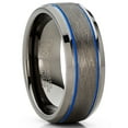 thumbnail image 1 of Mens Gunmetal Tungsten Thin Blue Line Law Enforcement Police Ring Wedding Band, 1 of 4