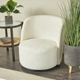 thumbnail image 2 of DecMode Polyester Round Swivel Boucle Lounge Chair with Black Base, White, 2 of 9