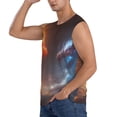thumbnail image 3 of Lsque Red And Blue Fire Dragon D Print Men's Cotton Blend Sleeveless Muscle Shirts (S-3XL)- Moisture Wicking, Odor Protection, UPF 30+,Large, 3 of 8