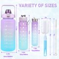 thumbnail image 6 of Water Bottle with Straw, 2L Extra Large Motivational Water Cup Reusable Plastic Water Jug, Leakproof Big Drinking Sport Bottles for Gym Fitness Outdoor, 3 Pcs Purple, 6 of 8