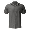 thumbnail image 4 of XDZJLR Mens T Shirts Casual Solid Short Sleeve Turn Down Button formal Tops, 4 of 5