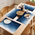 thumbnail image 5 of Navy Blue Ombre Placemats Set of 6 Modern Moire Wave Gradient Place Mats Indoor Wipeable Table Mats Washable Cloth Dining Table Placemats for Kitchen Holiday Party Home Decor 13x19 Inch, 5 of 9
