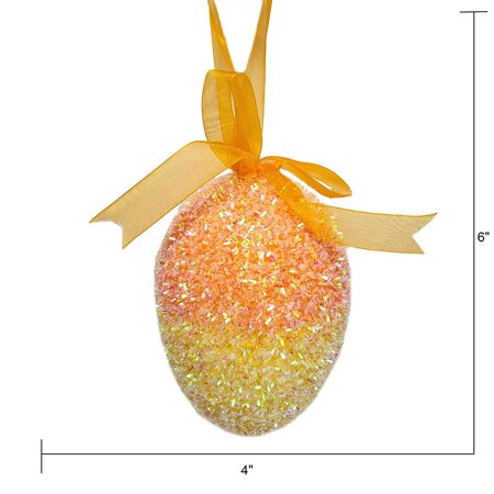 Way To Celebrate Easter 6" Orange & Yellow Ombre Tinsel Egg Ornament