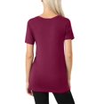 thumbnail image 3 of J. METHOD Women's Short Sleeve V-Neck T Shirts Premium Comfy Basic Daily Hip Length Tops NEWT413 Wine XL, 3 of 4