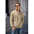 thumbnail image 3 of COOFANDY Mens Quarter Zip Pullover Quilted Sweatshirt Knit Long Sleeve Mock Neck Sweater Polo with Pocket, 3 of 10