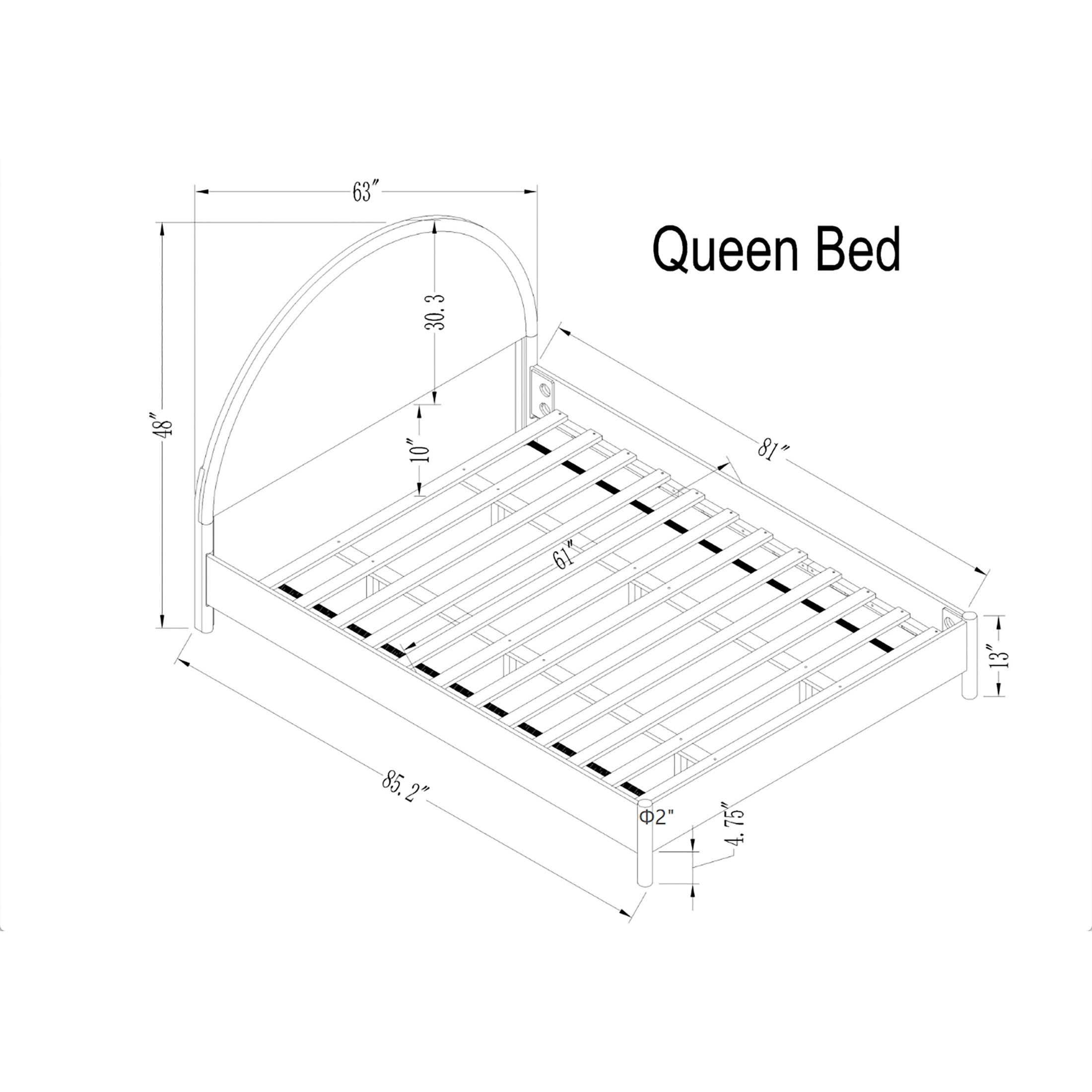 Christopher Knight Home Queen Platform Bed Frame with Arched Headboard, Rubberwood, Natural
