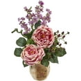 thumbnail image 7 of Nearly Natural Large Rose and Dancing Daisy in Wooden Pot, 7 of 7