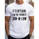 thumbnail image 1 of Camiseta de algodón puro para hombre con texto "Yerno favorito", ajuste cómodo, para adultos, hombres, mujeres, adolescentes, jóvenes y tiempo libre., 1 of 5