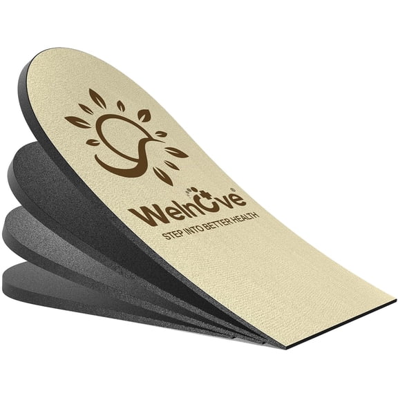 Welnove Adjustable Heel Lifts with 4 Layers - Up to 1 Inch Height Increase for Uneven Legs & Leg Length Discrepancy, Medium, 1 Pack