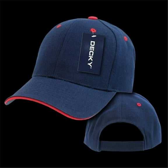 Sandwich Visor Baseball Caps, Nvy/Red