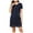 Navy, variant on AherBiu Pajama Dresses for Women Zip up Short Sleeve Crewneck Sleepwear Nightgowns Short Robes with Pockets