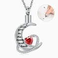 thumbnail image 2 of Personalize Love You to the Moon and Back -  Stainless Steel Moon Crystal Heart Urn Pendant Memorial Jewelry Cremation Jewelry for Ashes Necklace, 2 of 8