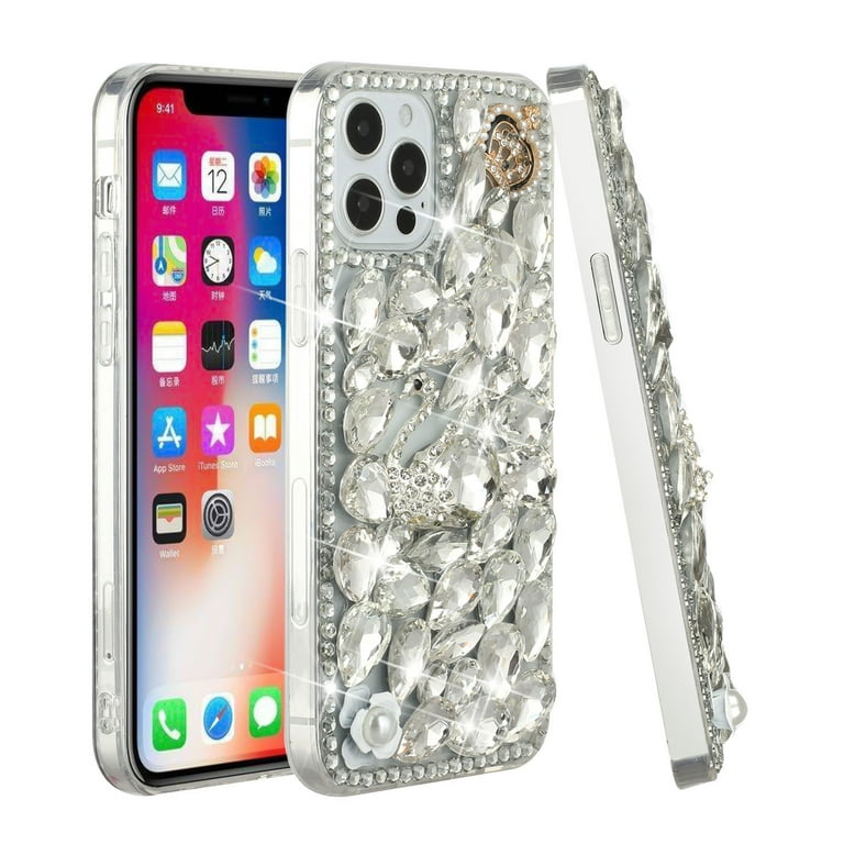 Glitter Case for iPhone 13 Pro, Clear Sparkly Bling Shockproof Heavy Duty Phone  Case for Apple iPhone 13 Pro for Women Girls, Crystal Silver 