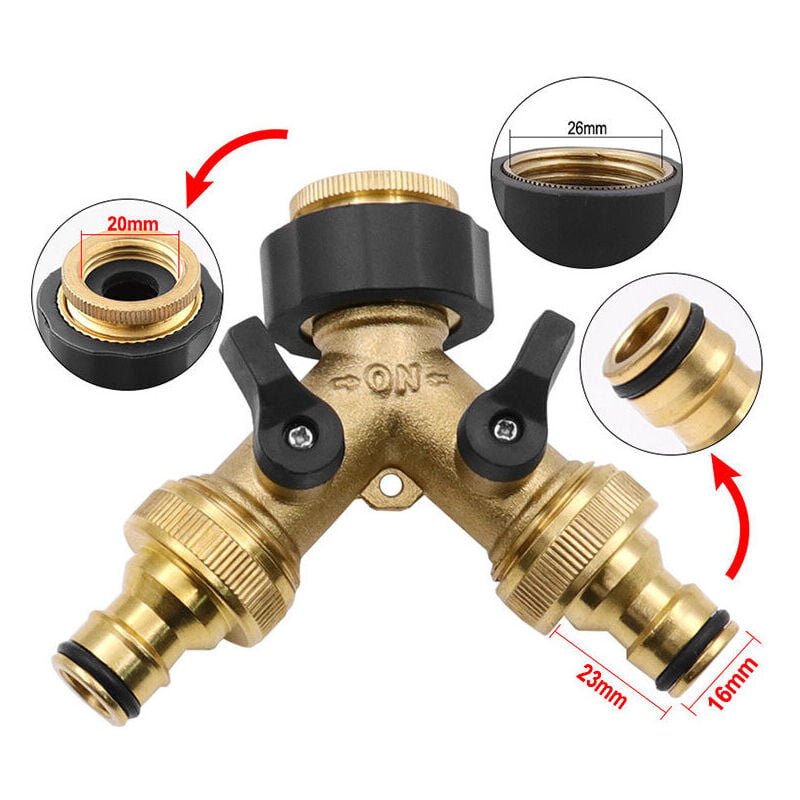 thumbnail image 3 of Water Inlet Hose Y Connector (2 Way for Inlet Hose, 26.9mm (3/4") Brass, Y Manifold), Compatible with Garden Hose Connector System 1 /2 Inch, 3 of 5