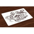 thumbnail image 1 of Ambesonne Anchor Place Mats Set of 4, Octopus Tattoo Design, Standard Size, Brown and White, 1 of 4