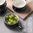 thumbnail image 4 of SWEEJAR Porcelain Soup Bowls with Handle, 22 OZ Ceramic Serving Crocks for French Onion Soup, Pumpkin Soup, Oatmeal, Stew, Dishwasher and Microwave Safe, Set of 4,Black, 4 of 6