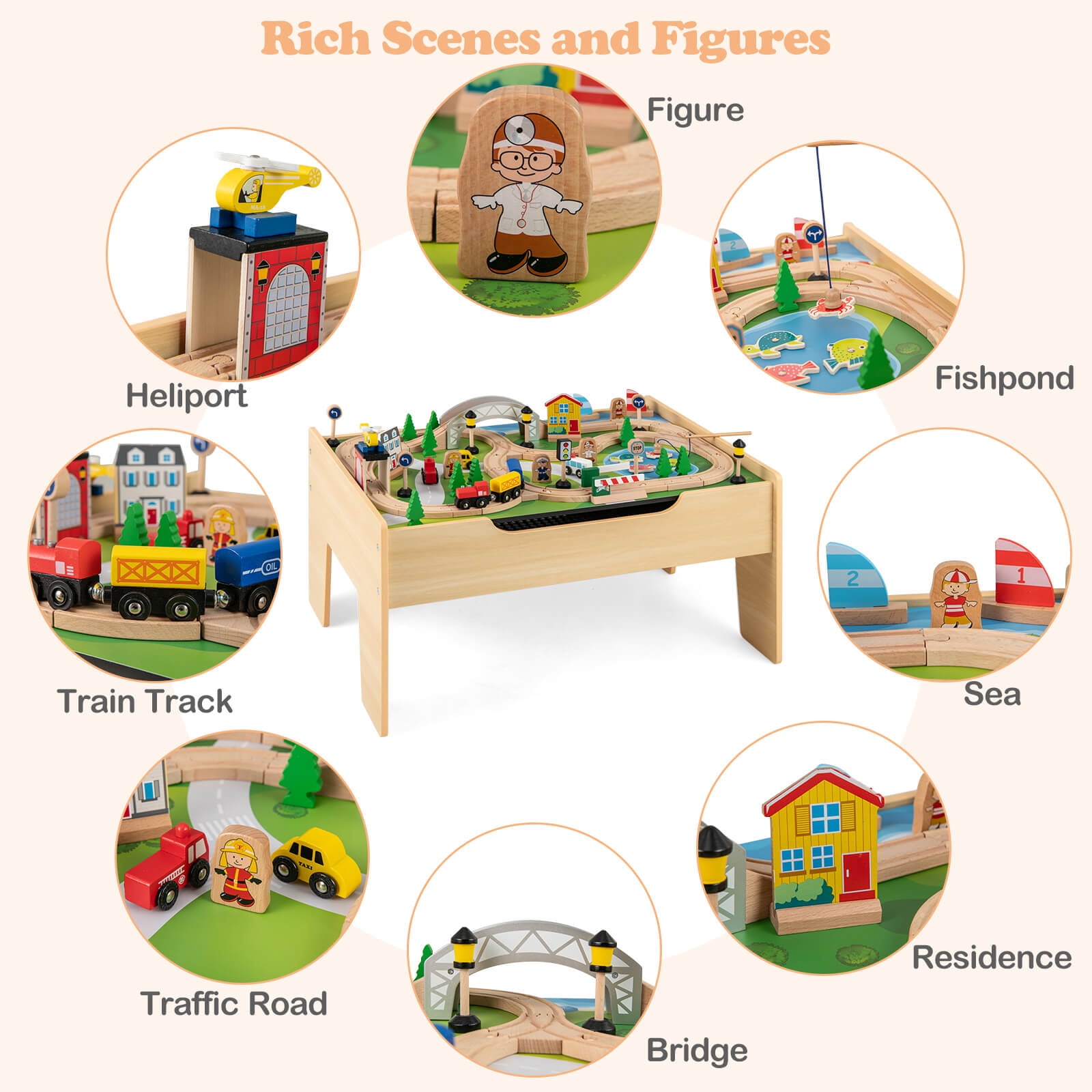 Costway All-in-One Kids Activity Table with Reversible Blackboard & Map Tabletop