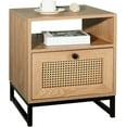 thumbnail image 4 of Rattan Nightstand with Charging Station, Bedside Table End Table for Living Room and Bedroom, 4 of 4