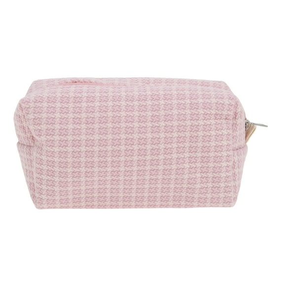 Unique Bargains 1 Pc Woven Pencil Case Braided Style Drawstring Makeup Bag for Vacation Pink Knitting