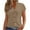 Khaki, variant on Plus Size Fashion Womens Blouses Spring And Solid Color Button Decorative Lace Stitching Hollow Short Sleeve V-Neck Top/Shirt