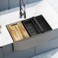 thumbnail image 6 of 33 inch Farmhouse Workstation Kitchen Sink, Handmade Modern Apron-front Single Bowl Farm Kitchen Sink with Integrated Ledge and Accessories, 6 of 6