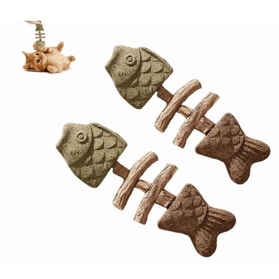 Purrident - Fix Cat Dental Health, Natural Dental Chew for Cats, Fishbone Shape Cat Teething Toy with Catnip, Durable Feline Tooth Care Tool for Indoor & Adult Cats - 2Pcs(A)