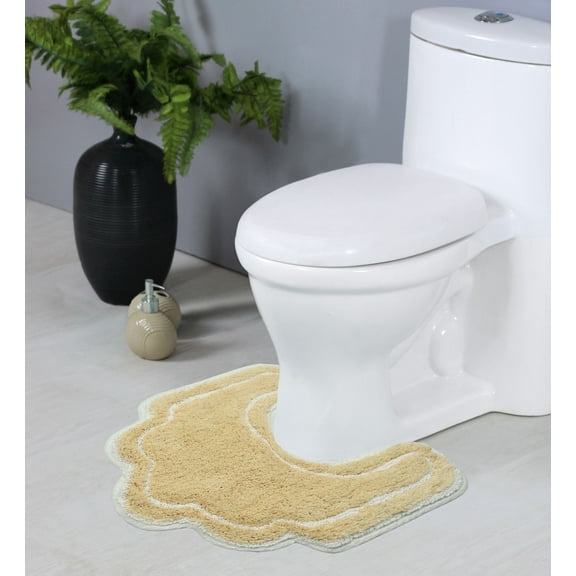 Home Weavers Allure Bathroom Rug Toilet Rugs U Shaped Contour,Extra Thick Toilet Rug, Non-Slip Contour Mat for Bathroom,100% Cotton Soft, Absorbent Water, Machine Washable, 20"x20" Contour, Yellow
