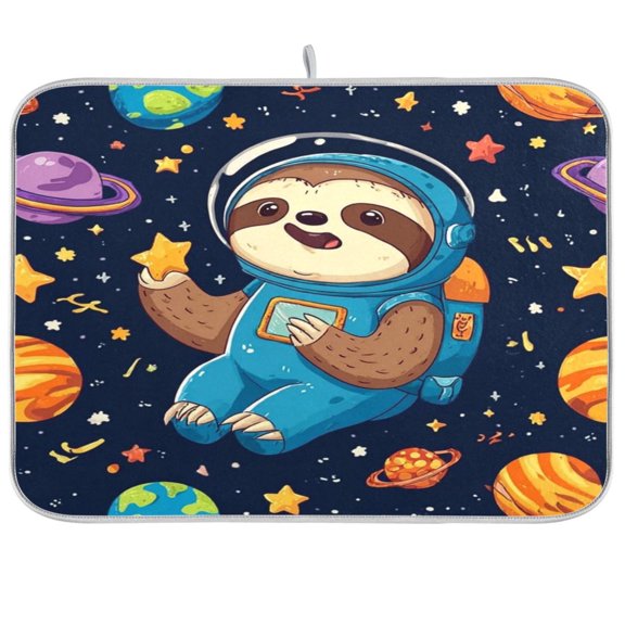 Iauyy Dish Drying Mat for Kitchen Counter, Super Absorbent & Hanging 16x18 / 18x24 Inch (S/M) A Space Bear