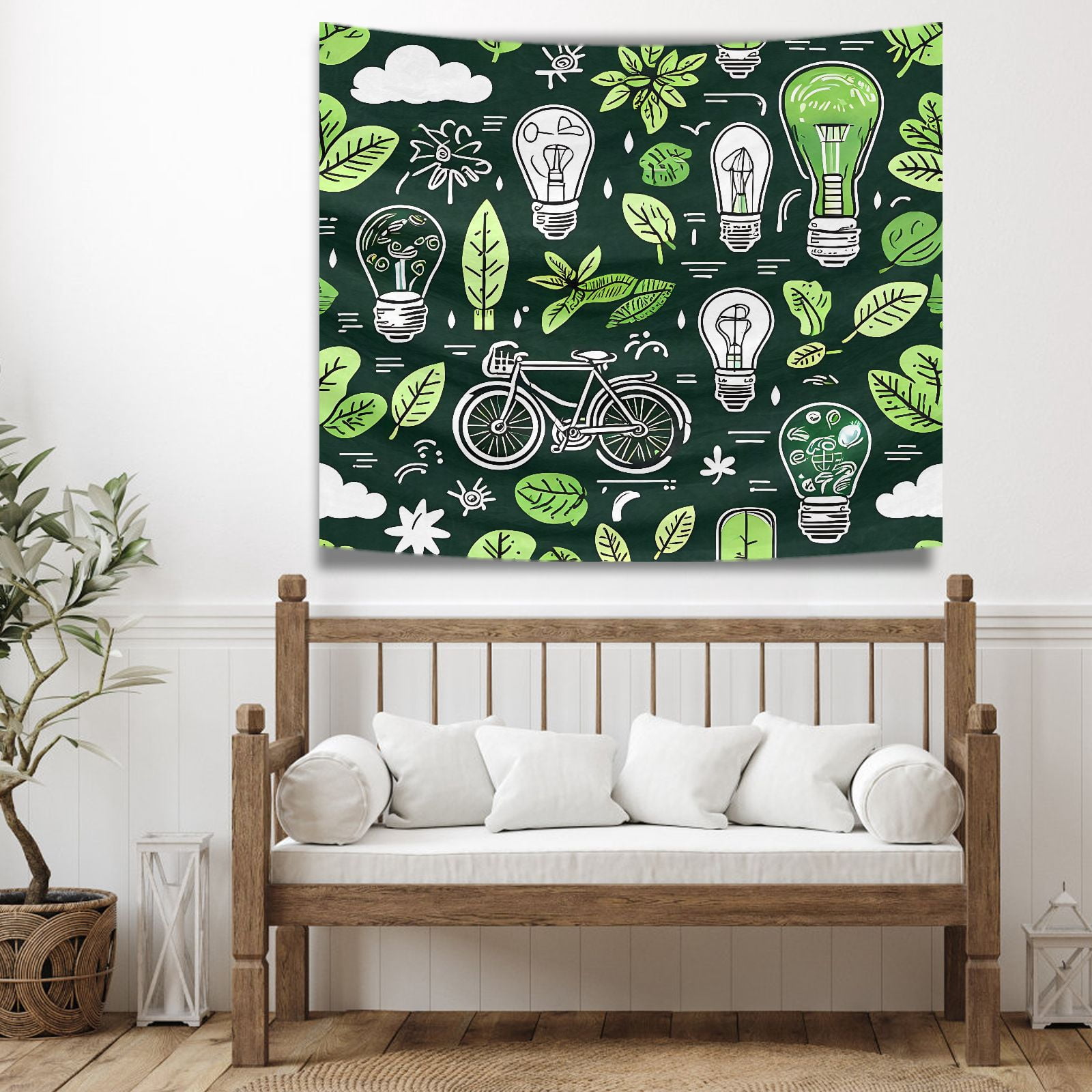 Boho Ethnic Durable Wall Hanging Tapestry Modern Water Droplets Circular Lines Turbines Big Tapestry 51x59 Inches Electric Cars Bicycles Leaves Bedroom Tapestry for House College Bedroom Office Dorm