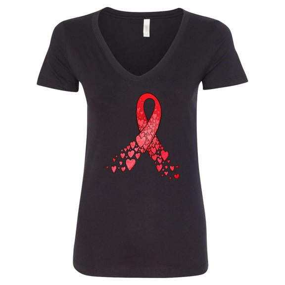 Inktastic Heart Health Awareness Red Ribbon Made of Hearts Women's V-Neck T-Shirt