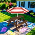 thumbnail image 2 of Wubio Kids Wooden Picnic Table, Outdoor Activity & Dining Table w/Adjustable Collapsible Umbrella, Built-in Seats - Walnut/Red, 2 of 16