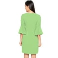 thumbnail image 3 of eloria Women's Midi Dress Bell Sleeve Key Hole Tie Neck Summer Dress Size: S | Color: Pista Green, 3 of 5