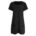 thumbnail image 5 of HXWCHs Robe à Col Rond Robe d'Été Décontractée pour Femmes Tenue à Col Rond Couleur Unie Confortable Respirante Élégante avec Leggings Noir G, 5 of 5