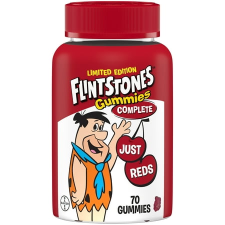 (2 pack) Flintstones Complete Gummies Kids Vitamin, Just Reds, Cherry, 70 Count