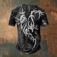 thumbnail image 2 of YANGXINX Mens Graphic T Shirt Quarter Zip V-Neck Retro Gods Norse Mythology Printed Tee Short Sleeve Soft Casual Shirt, 2 of 3