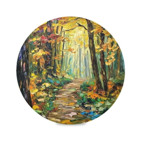 

15.4inch Round Placemats DIY Printing Design Suitable for Kitchen Table Party Decoration Colorful Oil Painting