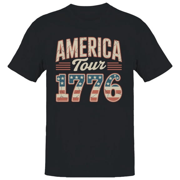 Smartprints America Tour 1776 Vintage Patriotic Men's T-shirt, Black, S