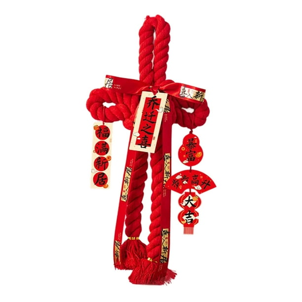 Colgante de nudo chino para decoración del Festival de Primavera, rojo con motivo de caballo, de tela. Estilo A