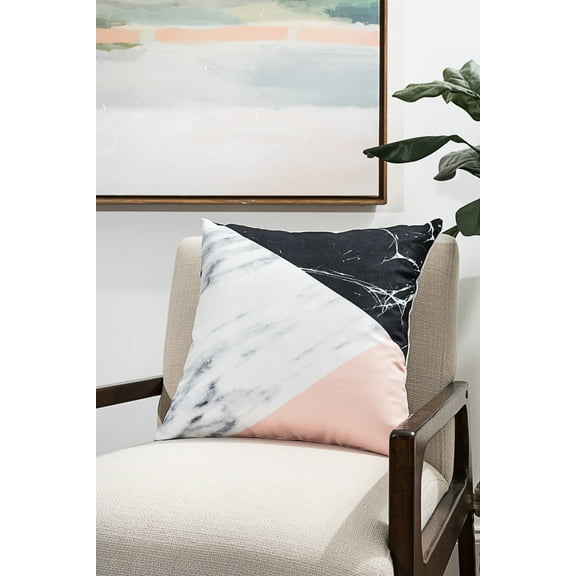 Ada Home Decor Decorative Square Throw Pillow, 18" x 18", Three-Toned Marble Contemporary