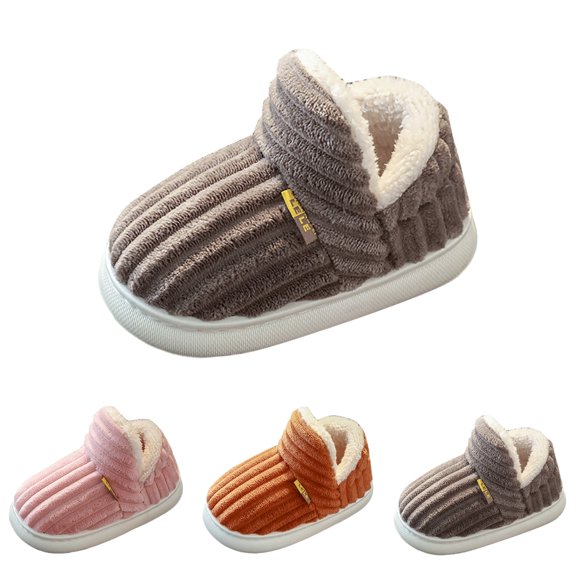 HNMKIU Autumn and Winter Girls and Boys Slippers Warm and Toddler Slippers for Indoor Home Use Kid's Indoor Shoes,Coffee,Big Kid_1