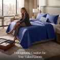 thumbnail image 6 of IR Imperial Rooms 3 Piece Quilt Set Microfiber Embossed Floral Bedspread Lightweight Bedding Queen Navy, 6 of 9