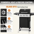 thumbnail image 5 of SEGMART 3 Burner BBQ Propane Gas Grill, Stainless Steel 30,000 BTU Patio Garden Barbecue Grill with Folding Side Tables, Thermometer & Bottle Opener, Perfect for Camping, Outdoor Cooking, 5 of 9