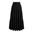 thumbnail image 4 of ZHOGXU Elegant Ladies Midi Skirts For Women Solid Color Knee Length High Elastic Waist A Line Design Outdoor Shopping Dating, 4 of 4